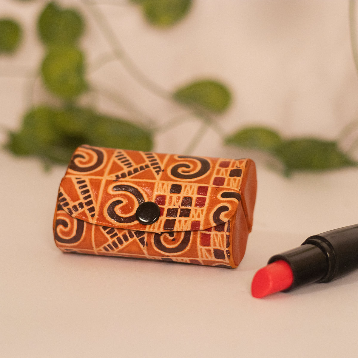 Printed Leather Lipstick Case (Bati print)