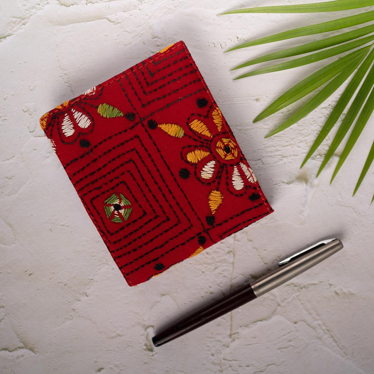 Kantha-stitched Slip Pad (Red)