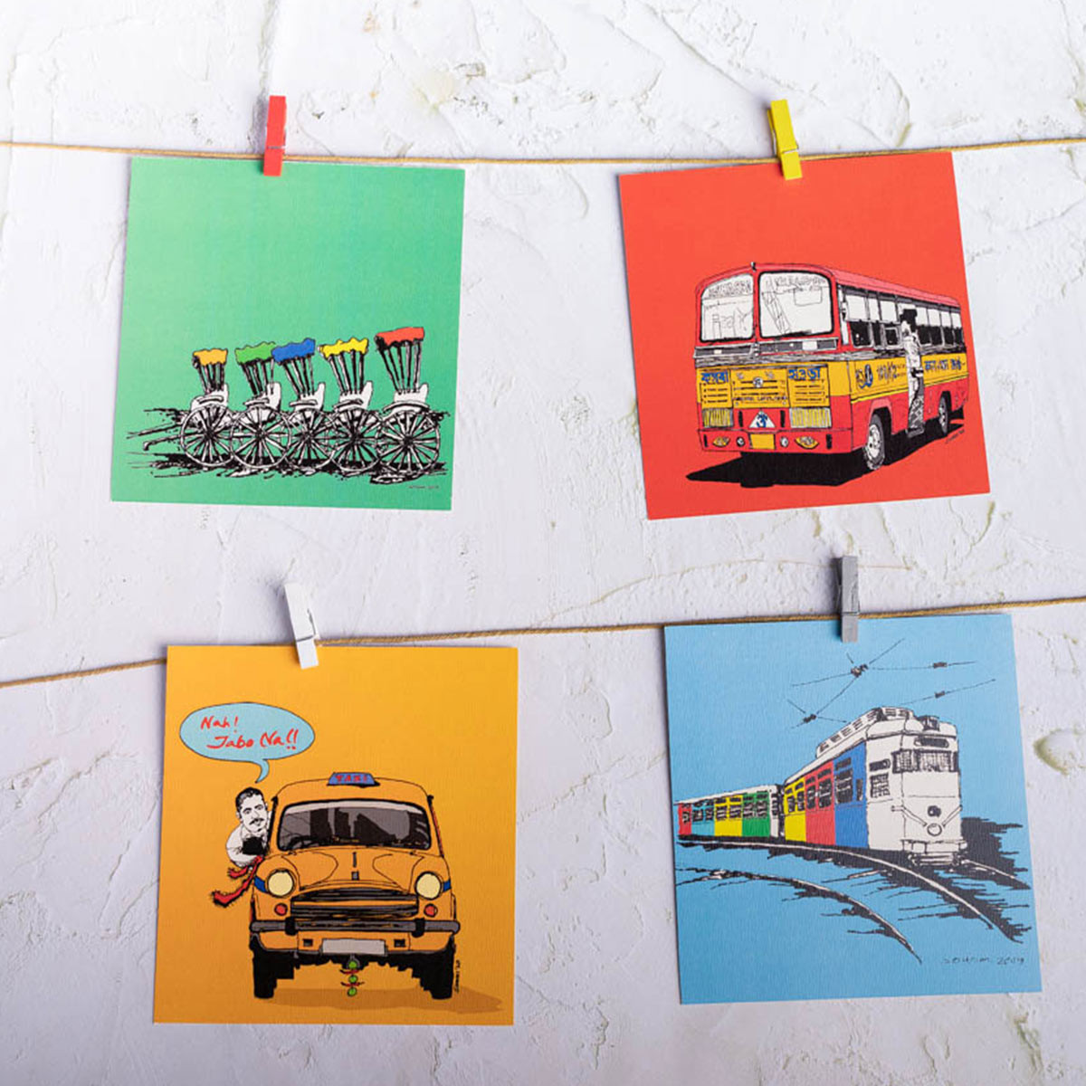 Kolkata Prints (Set of 4)- Kolkata Transport