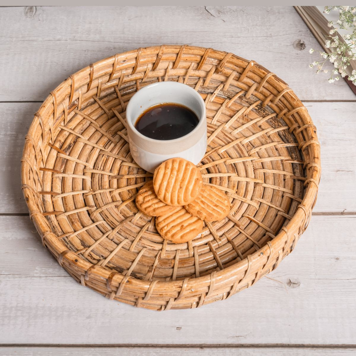 Cane Woven Round Tray 