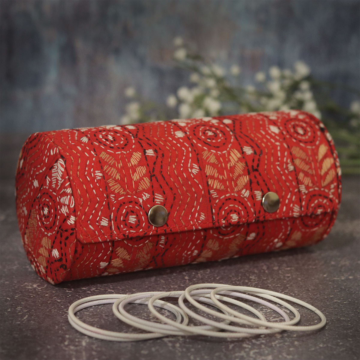 Kantha Bangle Box (Red)