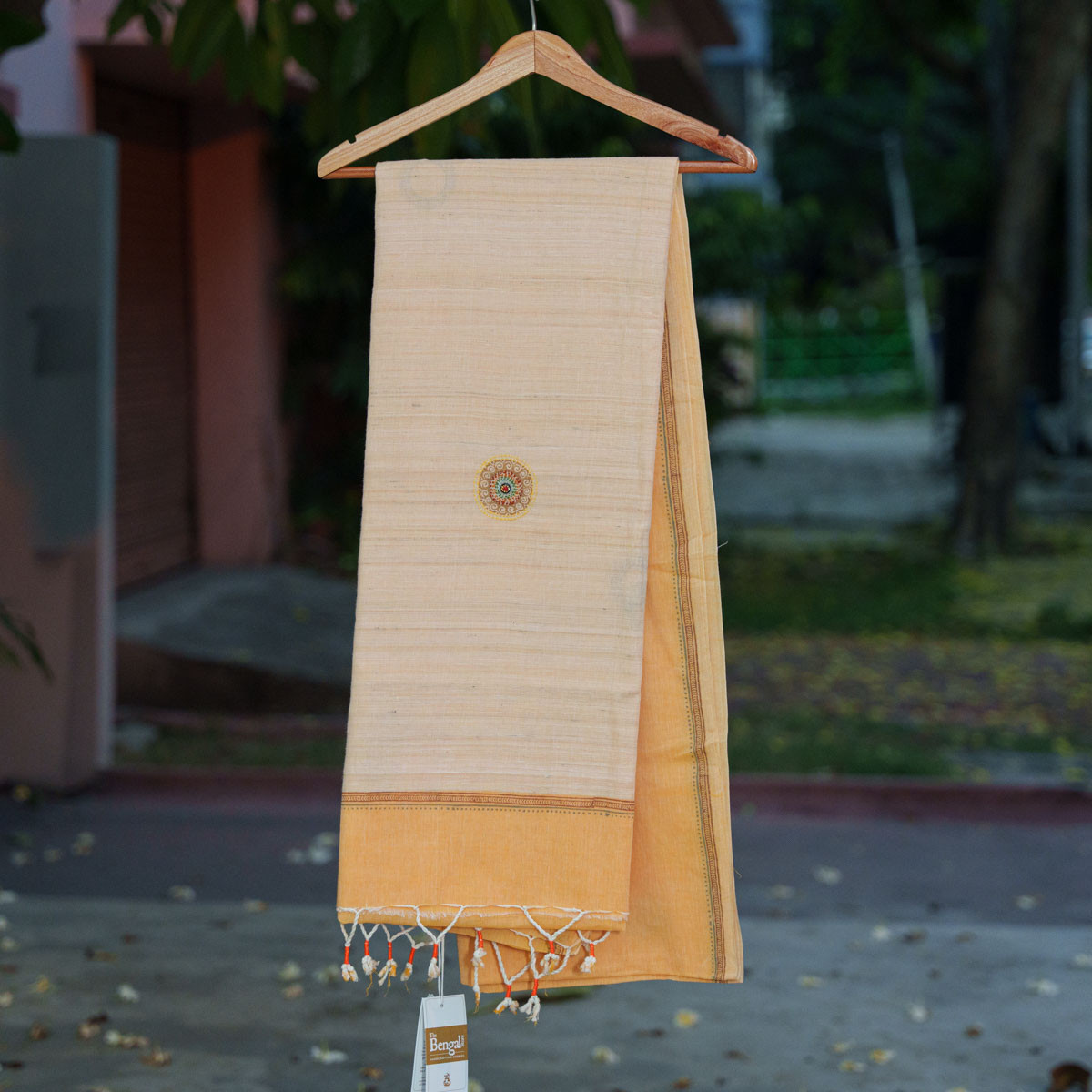 Cotton Block on Orange Saree