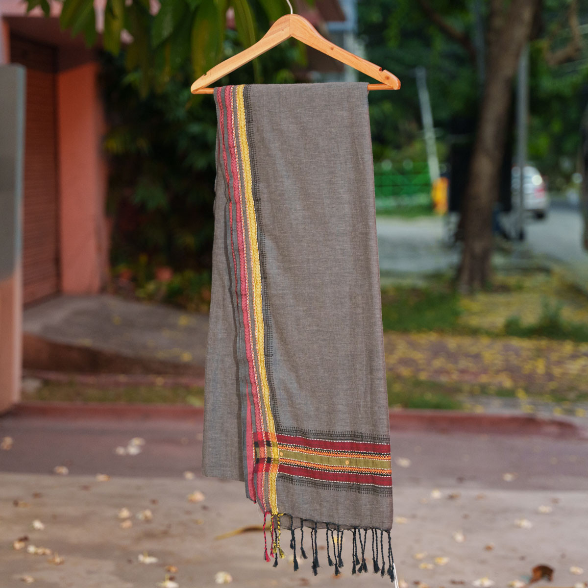 Cotton Block on Grey Saree