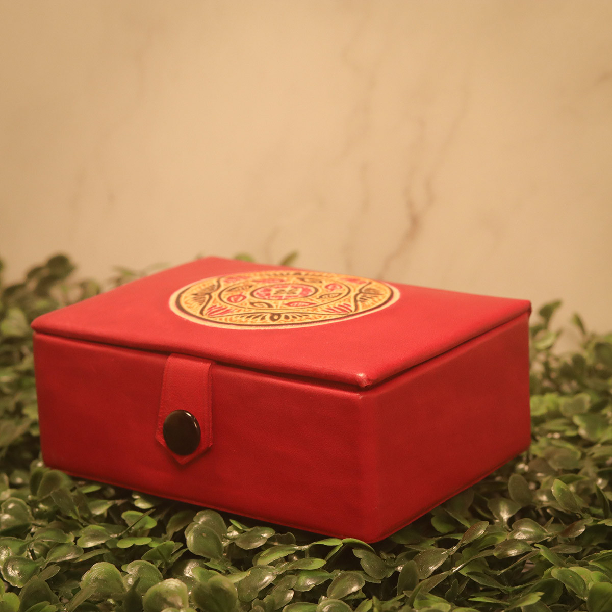 Pure Leather Jewellery Box (Red)