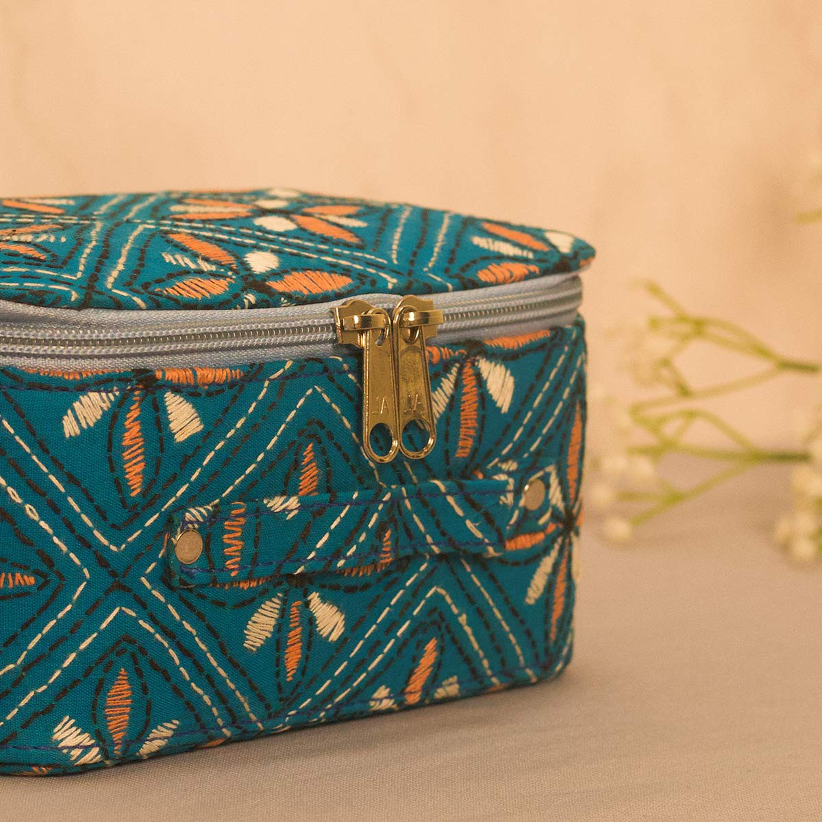 Kantha-stitchedJewellery Box (Blue)